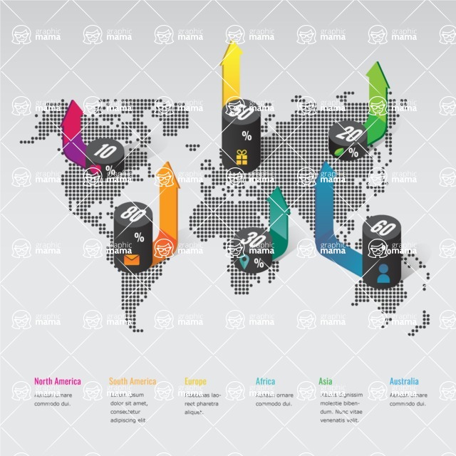 Infographic Templates Collection - Vector, Photoshop, PowerPoint, Google Slides - World Map with Charts Infographic Template